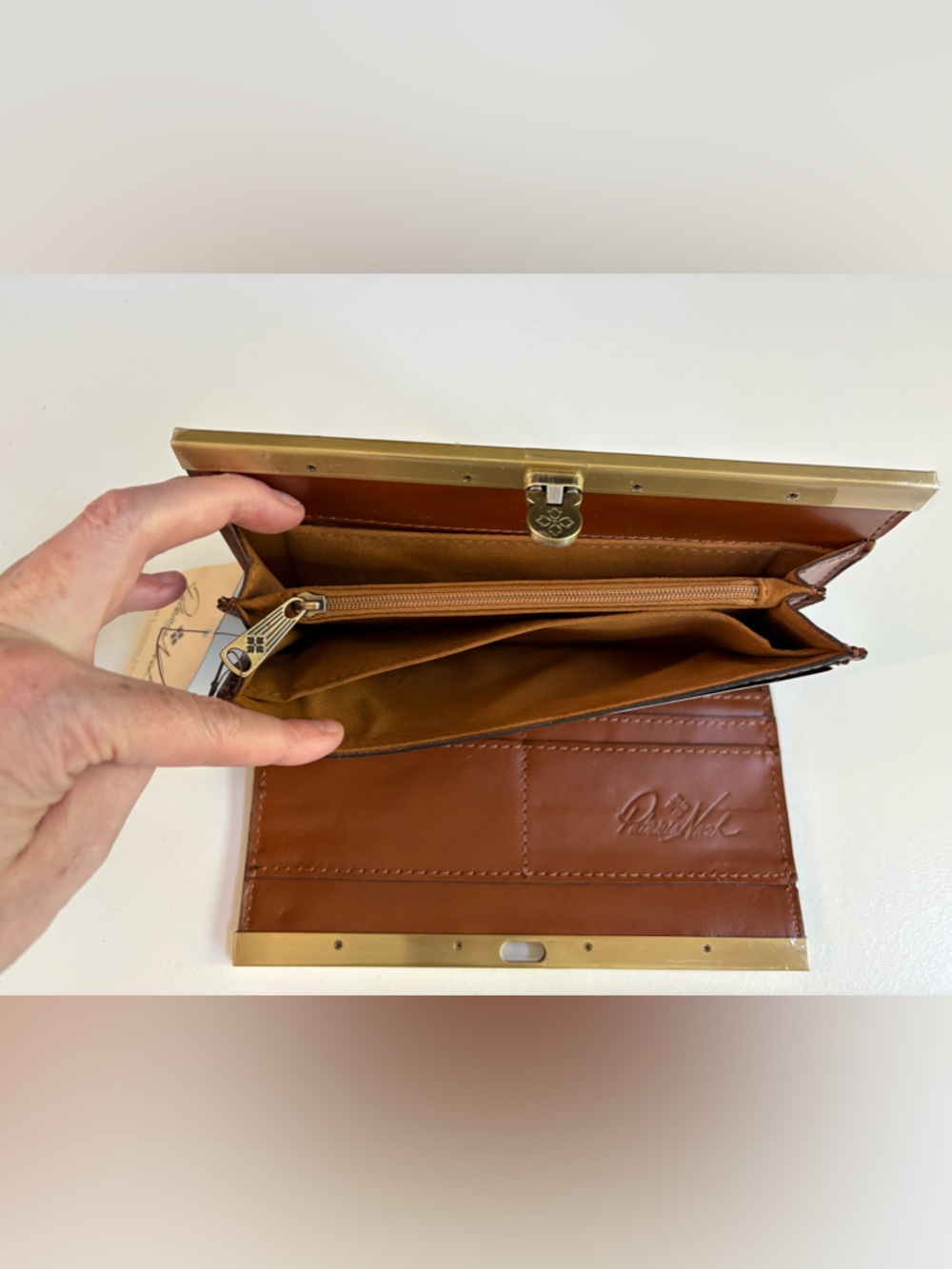 New Patricia Nash Cauchy Leather Frame Wallet Tooled Florence - Picture 9 of 9